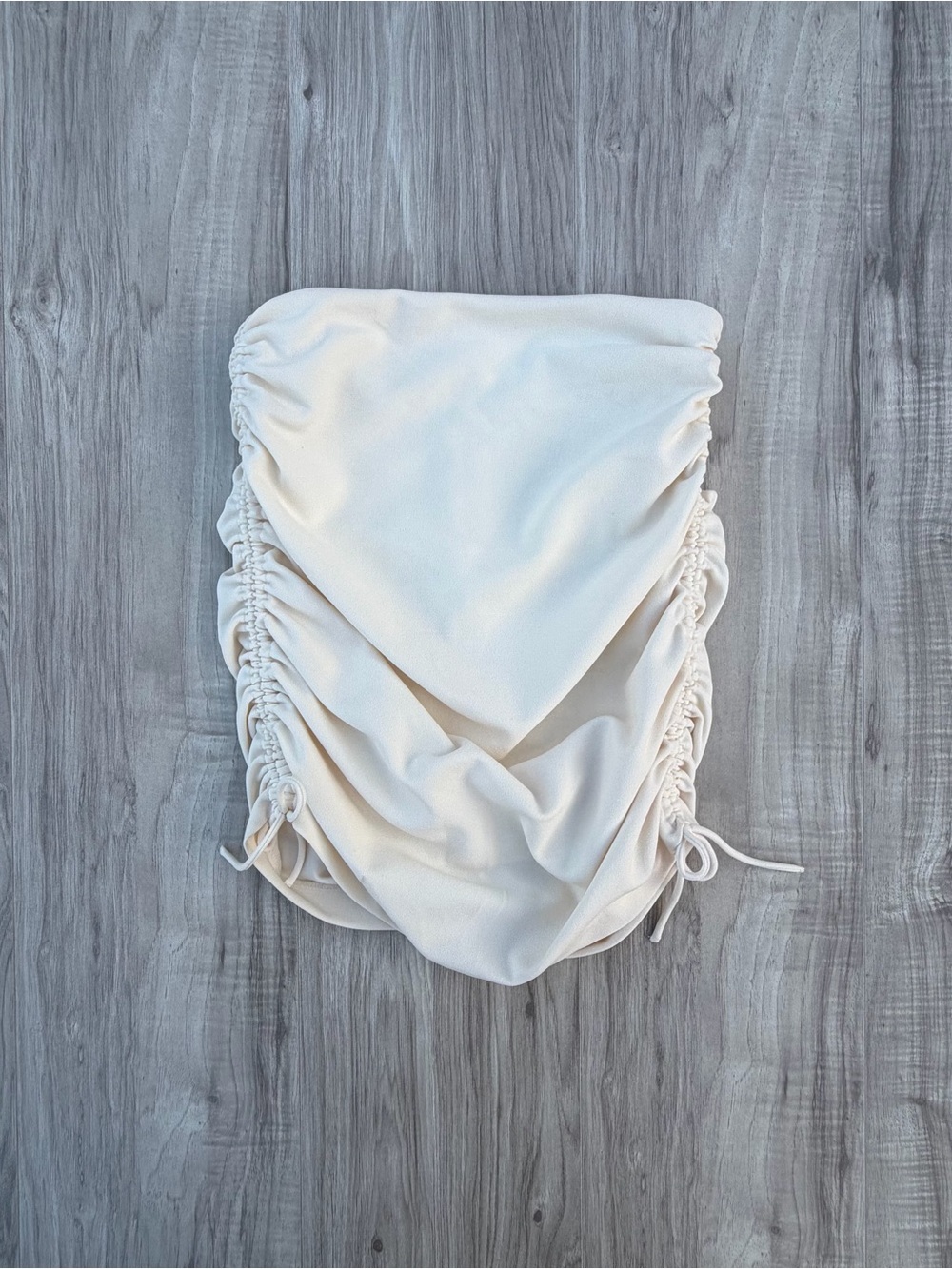 Zara ivory/cream ruched adjustable mini skirt